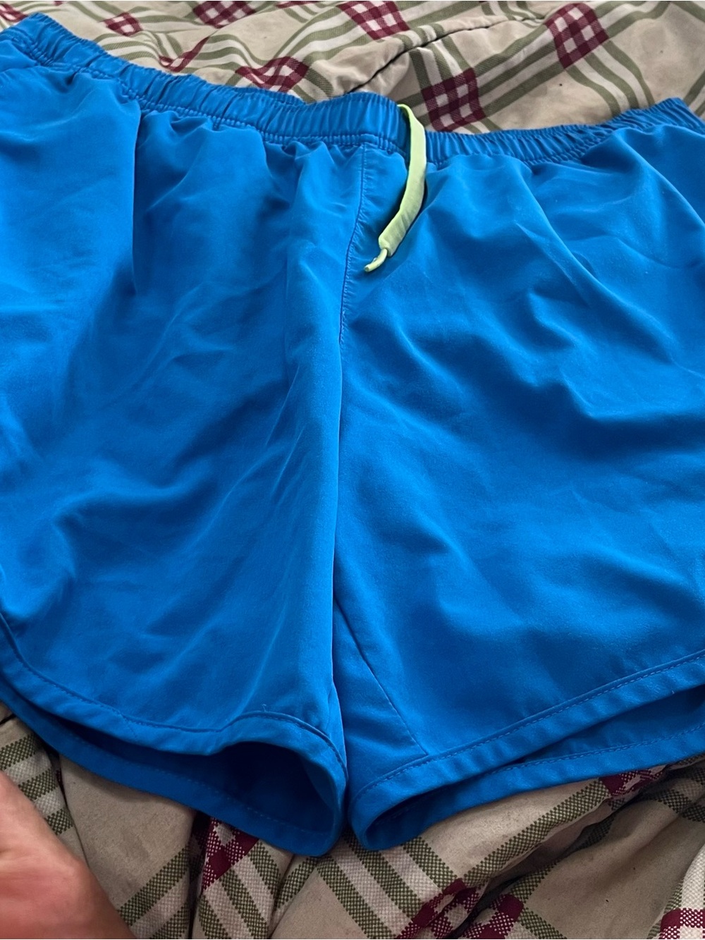bcg Bright Blue Athletic Shorts with Neon Drawstring
